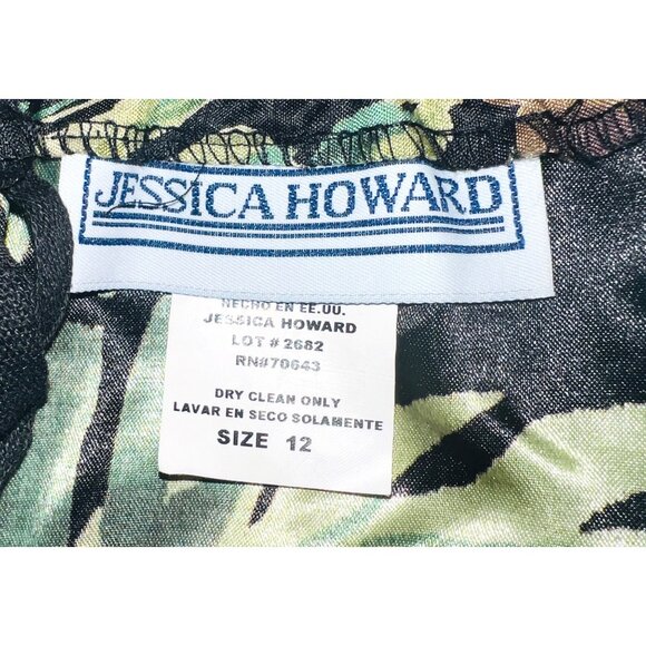 Jessica Howard Tropical Floral Print Pants Size 12 Elastic Waist Back zipper - Picture 4 of 4